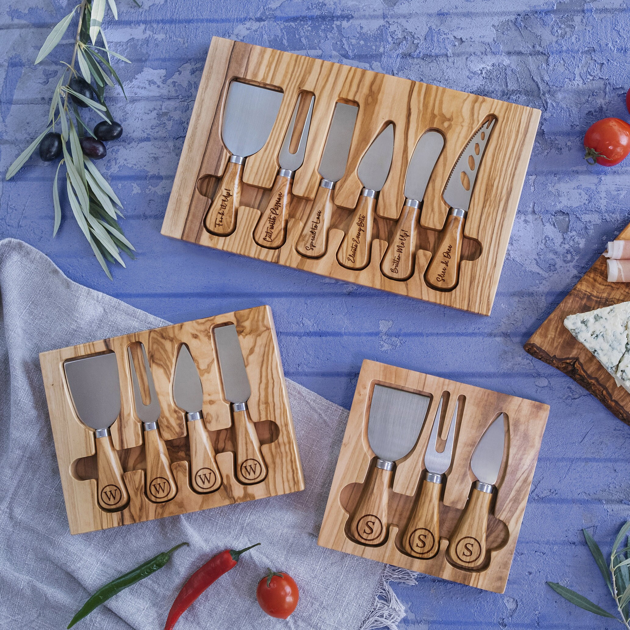 ProudMoore 10 Pcs Cheese Knives, Wooden Handle Cheese Knife Set for  Charcuterie Board, Mini Steel Stainless Cheese Cutter, Spreader, Fork for  Party