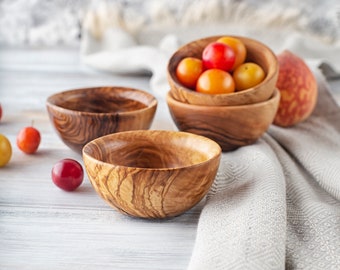 Small Olive Wood Bowls, Decorative Wooden Bowls for Snack, Candy, and Knick Knacks, Cute Bowls, Tiny Bowls for Decoration, Mini Bowls