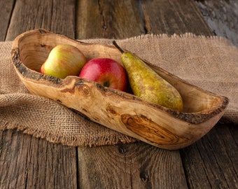 Wood Bread Bowl , Serving Bowl, Olive Wood Bowl, Decorative Bowl, Live Edge Bowl, Small Wooden Bowl, Rustic Decor for Kitchen, Dough Bowl