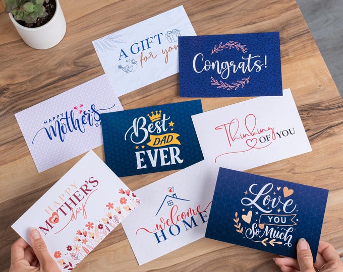 Personalized Gift Card Add-On – Custom Printed Note for Any Gift | Choose Design or Simple Card | 4 Font Styles Available