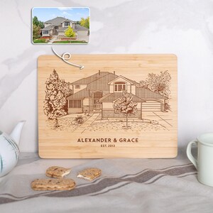 Personalized Cutting Board Closing Gift House Sketch Our New Home Closing Gift Housewarming Gift Our First Home Cutting Board House Portrait