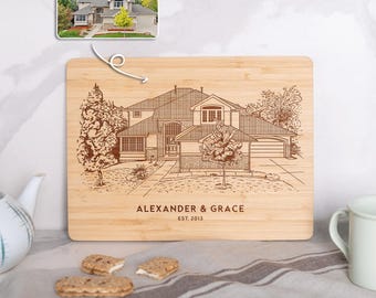 Personalized Cutting Board Closing Gift House Sketch Our New Home Closing Gift Housewarming Gift Our First Home Cutting Board House Portrait