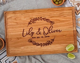 Custom Cutting Board Personalized Wedding Gift for Couple Engraved Charcuterie Board Couple Gift Anniversary Wood Gift Closing Gift