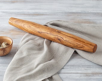 Olive Wood Rolling Pin – French, Small Wooden Rolling Pin, Wooden Bread Roller Pin for Baking, Dough, Pastry