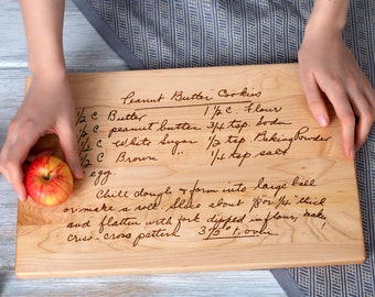 Engraved Cutting Board with Recipe Keepsake Family Recipe Cutting Board Personalized Gift for Grandma Handwritten Recipe Board Handwriting