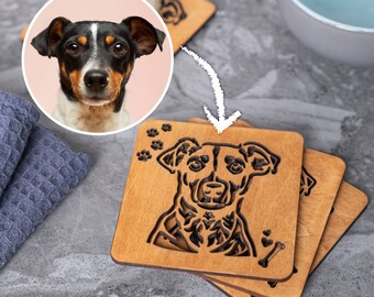 Custom Coasters with a Box & Ribbon Personalized Dog Lover Gift Dog Coasters Gifts for Dog Lovers Dog Gift Personalized Coasters