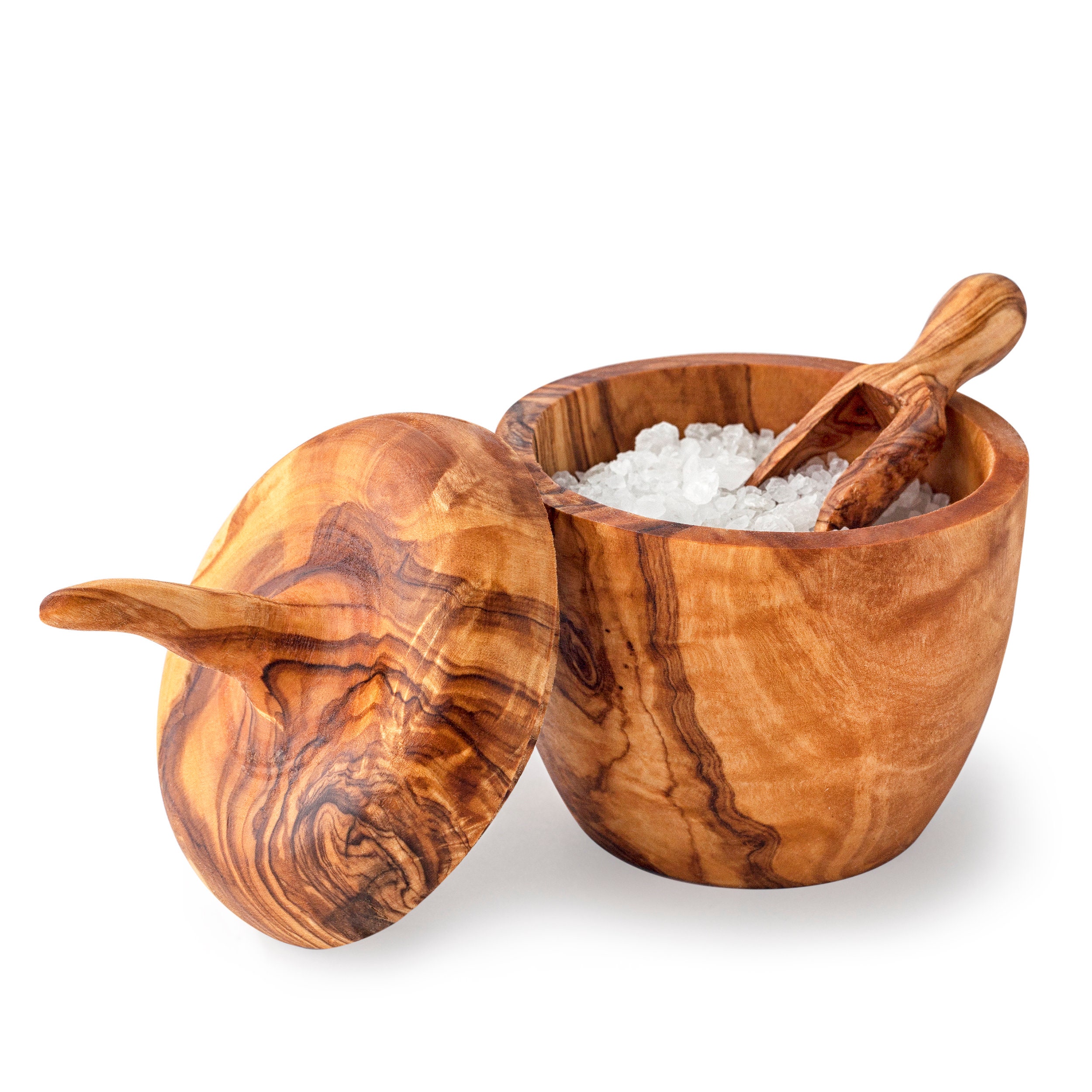 Wood Salt Pot with Lid and Scoop Spoon Salt Keeper with a Etsy España