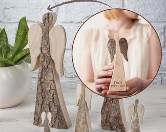 Wood Angel Figurines, Angel Decor, In Memory Gift, Christian Sympathy, Guardian Angel, Sympathy Gifts, Remembrance Gifts, Religious Gift