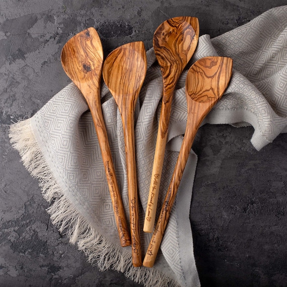 Personalized Spoons - Set of 2 Engraved Spoons with Corner, Personalized Baking Gift for Mom Grandma Gift Custom Kitchen Gift Cooking Gift