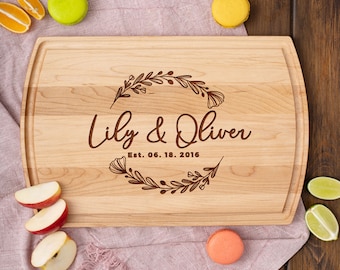 Custom Cutting Board | Personalized Wedding Gift for Couple | Charcuterie Board | Engagement Gift | 5 Year Anniversary Gift | Closing Gift