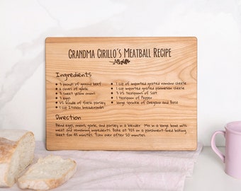 Recipe Cutting Board Personalized Board Recipe Gift for Grandma Family Recipe Engraved Grandma Keepsake Recipe Engraved Cutting Board Recipe