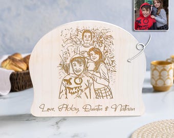 Custom Photo Engraved Portrait Wood| Personalized Wedding Gift | Anniversary Couples Gift | Valentines Day Gift | Photo on Wood Sketch