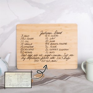 Engraved Cutting Board with Recipe Keepsake Family Recipe Cutting Board Personalized Gift for Grandma Handwritten Recipe Board Handwriting image 2