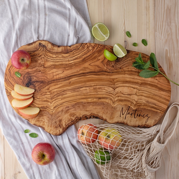 Live Edge Charcuterie Board Personalized Rustic Cheese Board Custom Olive Wood Board Live Edge Board 5th Anniversary Gift Wedding Gift