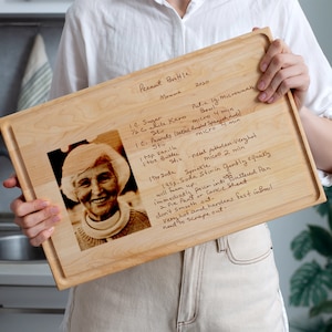 Handwritten Recipe Gift Personalized Board with Photo for Grandma Recipe Cutting Board Engraved Family Recipe Grandma Keepsake Handwriting