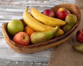 Large Wood Bowl, Olive Wood Bowl, Large Fruit Bowl, Decorative Bowl, Rustic Decor, Rustic Wedding Gift, Live Edge Bowl, Table Centerpiece