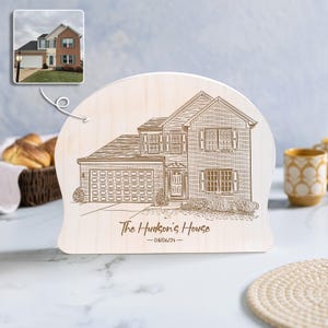 Realtor Closing Gift Wooden Plaque House Portrait on Wood Our First Home Gift Real Estate Agent Gifts Personalized Home Sweet Home Portrait