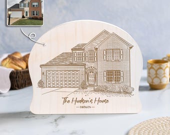 Realtor Closing Gift Wooden Plaque House Portrait on Wood Our First Home Gift Real Estate Agent Gifts Personalized Home Sweet Home Portrait