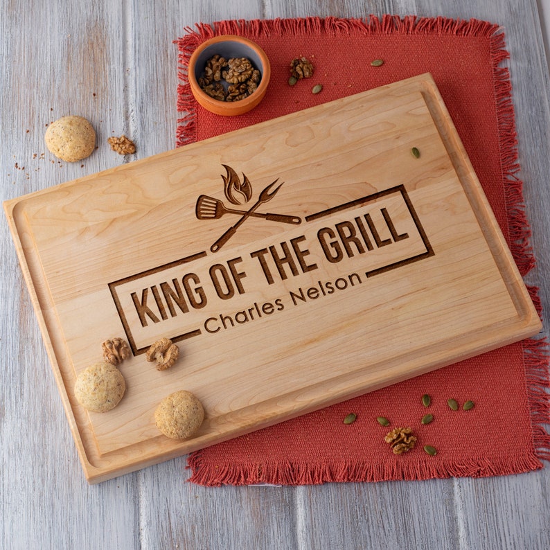 Engraved Cutting Board Gift for Griller Custom Cutting Board with Juice Groove Drip Edge Gift for Husband 5th Anniversary Gift Dad Gift BBQ image 1