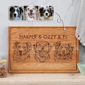 Custom Pet Portrait Gift Dog Lover Gift Personalized Cutting Board Dog Photo Engraved on Wood Custom Pet Art Dog Mom Gift Pet Photo