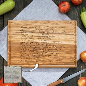Recipe Cutting Board - Recipe Keepsake - Family Recipe Engraved - Personalized Gift for Grandma -Handwritten Recipe Board Handwriting Gift