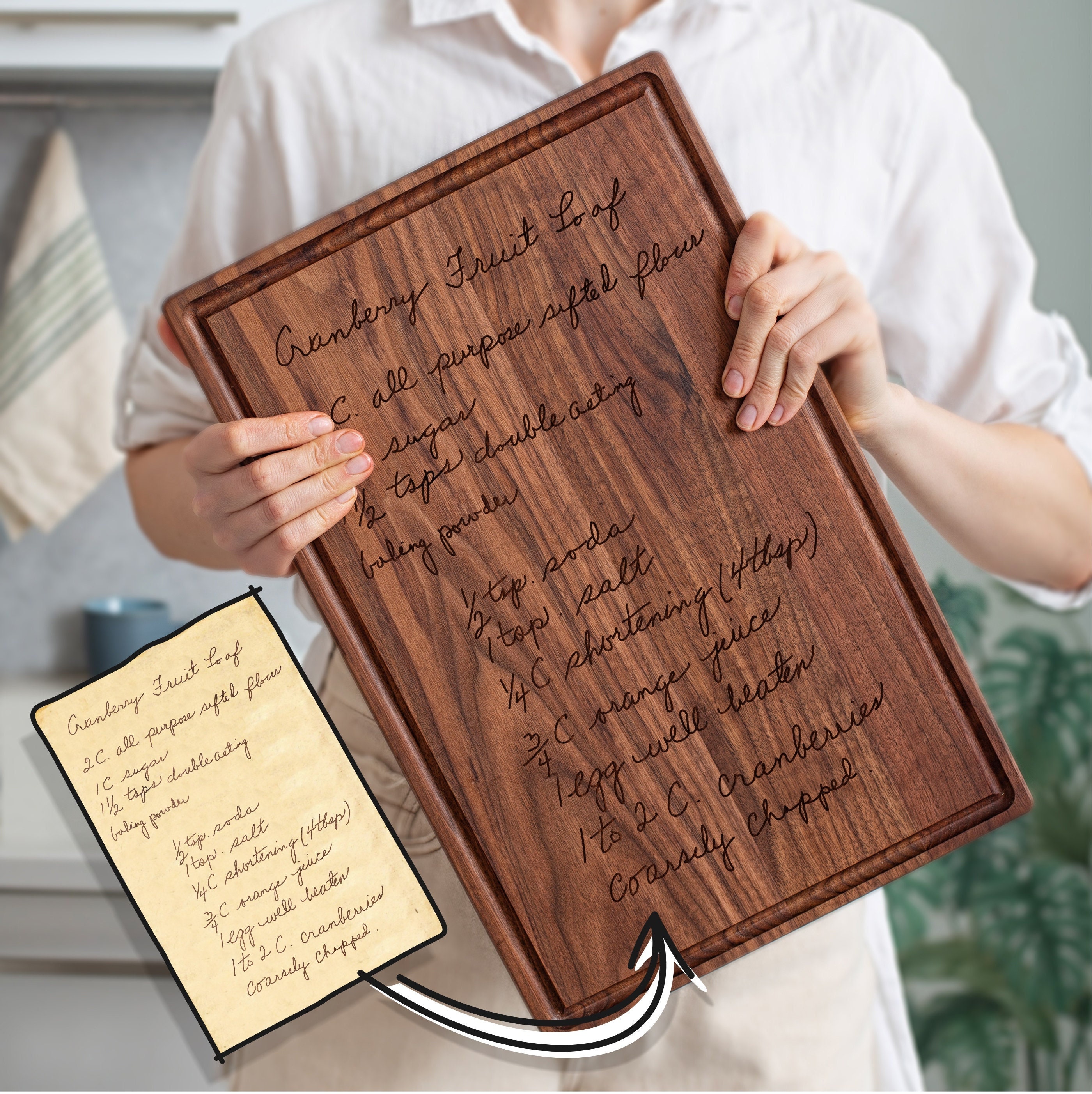 Custom Recipe Cutting Board Handwritten Recipe Gift for Grandma Gift for Her Wood Cutting Board Grandma Personalized Handwritten Gifts