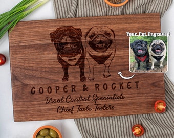 Custom Engraved Pet Photo Cutting Board Personalized Dog Portrait Pet Lover Gift Dog Mom Gift Dog Cutting Board Pet Photo Engraved