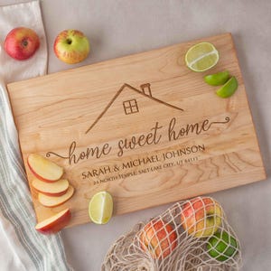 Housewarming Gift Cutting Board Personalized Closing Gift Realtor Gift Our First Home Gift Real Estate Agent Cutting Board Realtors