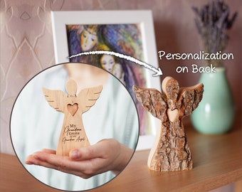 Wooden Angel Figurine, Rustic Angel Statue, Remembrance Gift, Wood Angel Decor, Religious Gift, Angel Gift, In loving Memory, Christian Gift