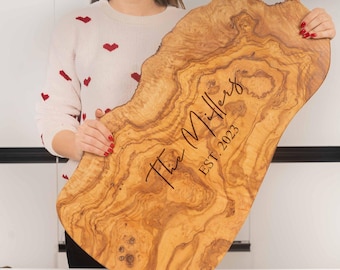 Extra Large Olive Wood Cutting Board Personalized Charcuterie Board Giant Extra Large Live Edge Cheese Board XXL (24 to 48 Inches)