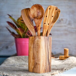 Wooden Spatula Set of 2, Wood Kitchen Utensils Set, Olivewood Spatulas, Cooking Spatula, Olive Wood Spatulas, Cooking Kitchen Gift, Cookware image 6