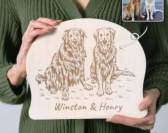 Custom Dog Photo Engraved Wood Plaque | Personalized Dog Portrait | Dog Ornament | Pet Memorial Gift | Dog Lover Gift | Dog Owner Gifts