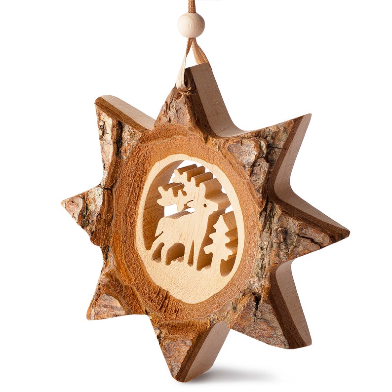 Wood Christmas Ornaments, Rustic Holiday Decor, Rustic Christmas Decorations, Deer Ornament, Christmas Tree Ornaments, Wildlife Ornaments image 2