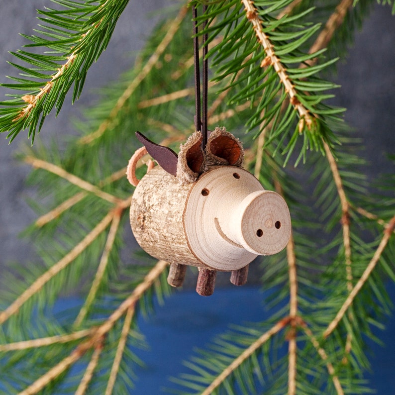 Flying Pig Wood Christmas Ornament Rustic Holiday Decor Etsy