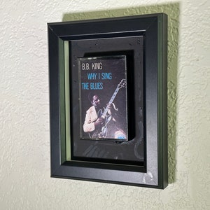 B.B. King  Why I Sing the Blues Cassette Tape Wall Art, Authentic Vintage Import Tape Case Mounted on Painted Backing Board in 8.5x6.5 Frame