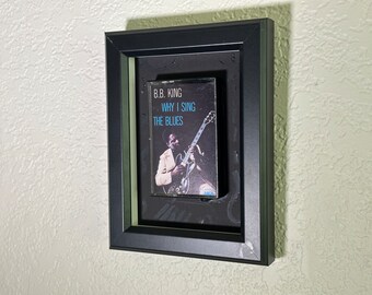 Arte enmarcado de casete de B.B. King, decoración musical vintage