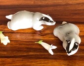 Vintage Pair of Lomonosov USSR Porcelain Badgers