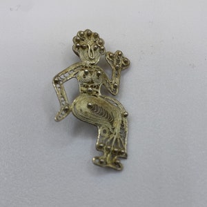 Sterling Silver 925 Filigree Dancer / Tribal Dancer Brooch / Lapel Pin