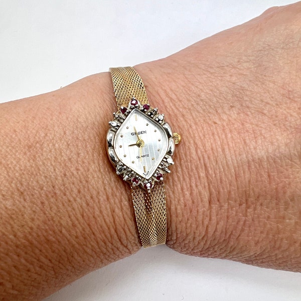 Vintage Gruen Ruby Ladies Watch Gold - Tone