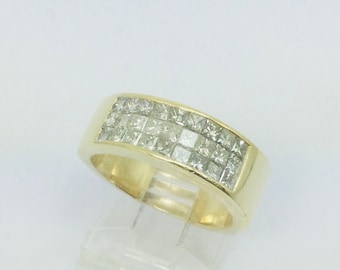 14k geelgouden ring met Princess Cut 1,35 kt rij diamanten