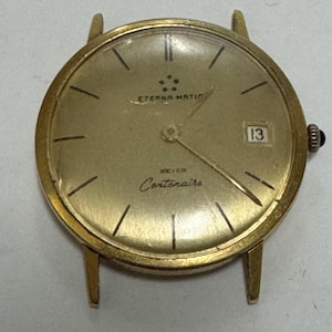 Vintage Eterna-Matic Centenaire 18k Gold Automatic Watch (Watch Band Sold Separately )