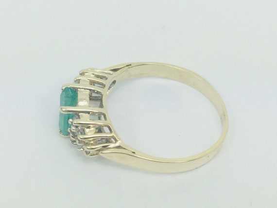 10k Yellow Gold Rectangle Cut 67pt Emerald May Bi… - image 5