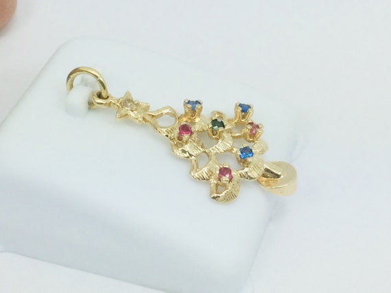 14k Yellow Gold Round Cut Ruby, Sapphire, Emerald… - image 3