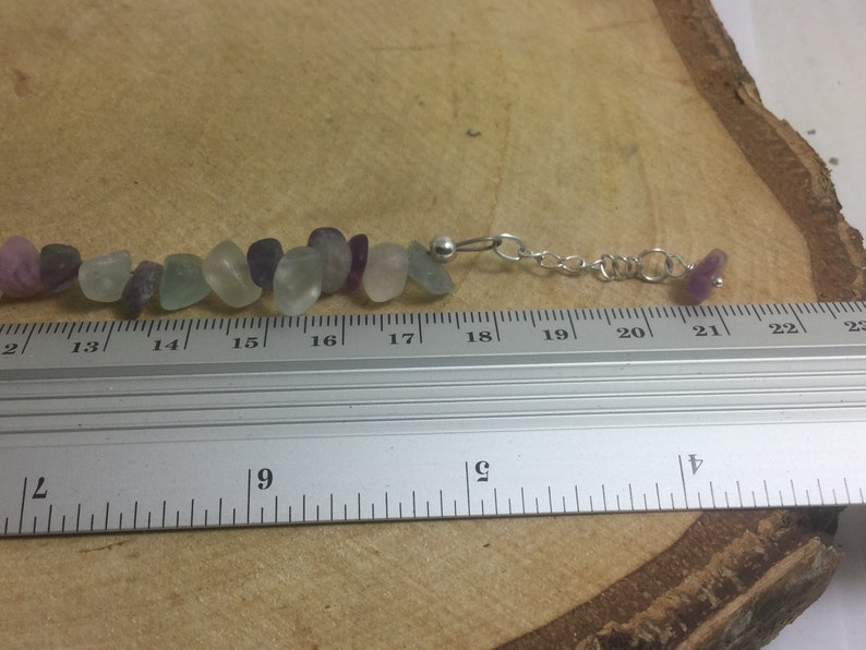 Adjustable Sterling Silver Genuine Gemstone Bracelet With Fluorite Stone Of Discernment & Aptitude image 5