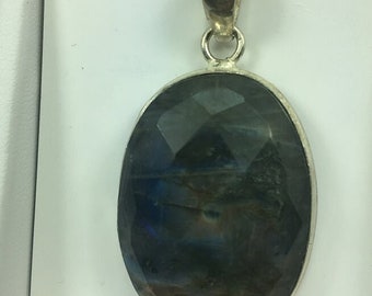 Genuine Labradorite Gemstone With Silver Chain