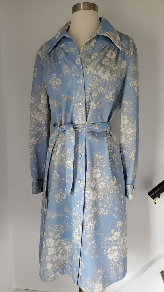 Baby Blue and Flowers Too Shirt Dress - image 3