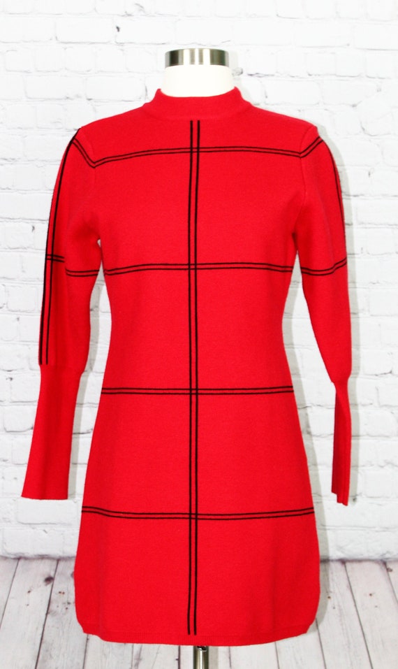 Cherry Red Fitted Sweater Dress