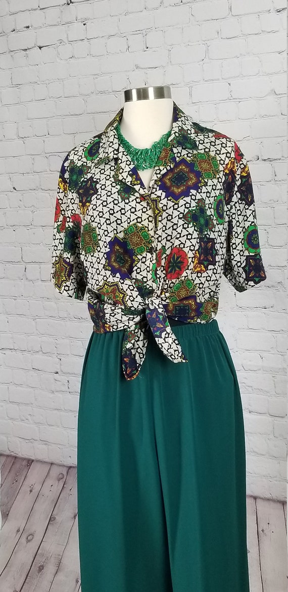 Geometric Button Down Blouse - image 2