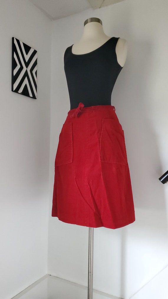 Red Corduroy Joy Wrap Skirt