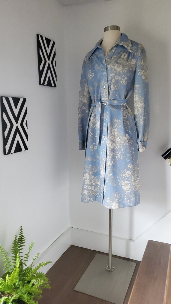 Baby Blue and Flowers Too Shirt Dress - image 1